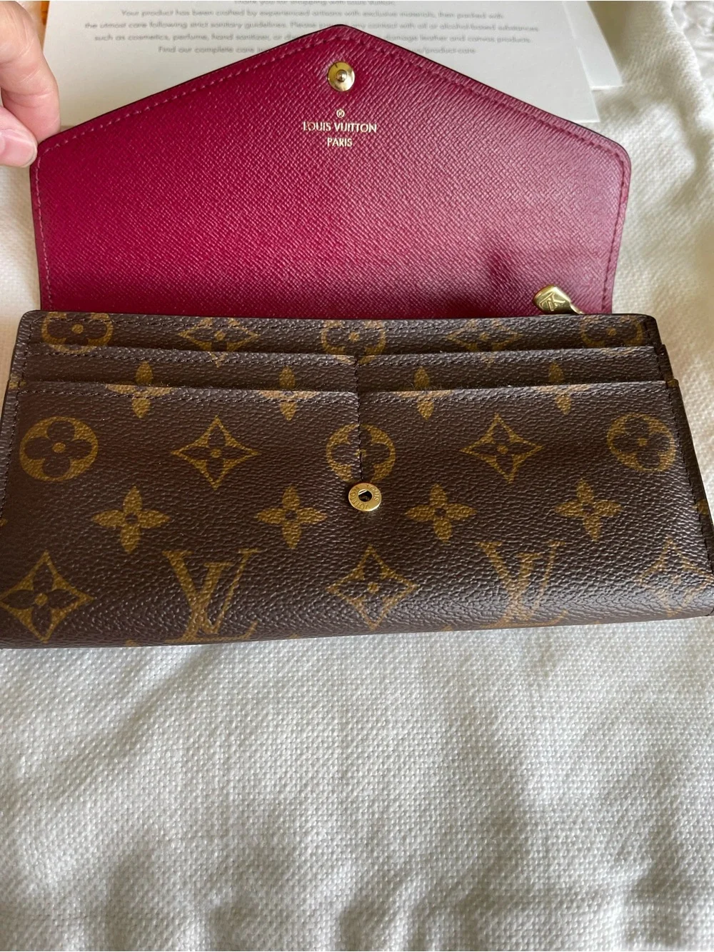 Louis Vuitton Brown Monogram Envelope Wallet with Gold Button